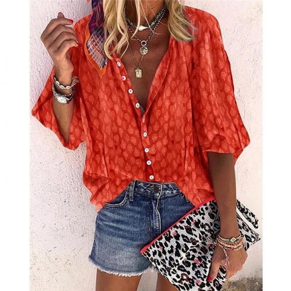 The Best Women Long Sleeve Casual Chiffon Blouse Shirt Ladies Loose Button Holiday Tops Shirt Streetwear Online - Takalr