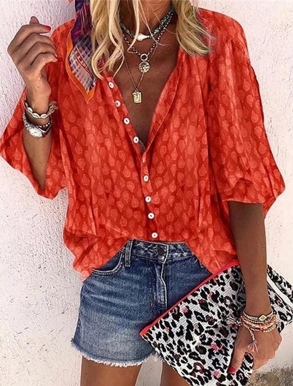 The Best Women Long Sleeve Casual Chiffon Blouse Shirt Ladies Loose Button Holiday Tops Shirt Streetwear Online - Takalr