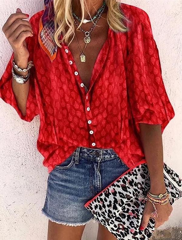 The Best Women Long Sleeve Casual Chiffon Blouse Shirt Ladies Loose Button Holiday Tops Shirt Streetwear Online - Takalr