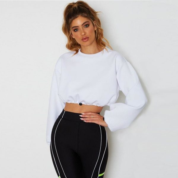 The Best Women Long Sleeve Hoodie Crop Tops Sweatshirt Ladies Casual Loose Jumper Pullover Hooded Autumn Winter Blouse Top Online - Takalr