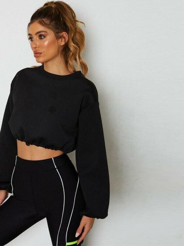 The Best Women Long Sleeve Hoodie Crop Tops Sweatshirt Ladies Casual Loose Jumper Pullover Hooded Autumn Winter Blouse Top Online - Takalr