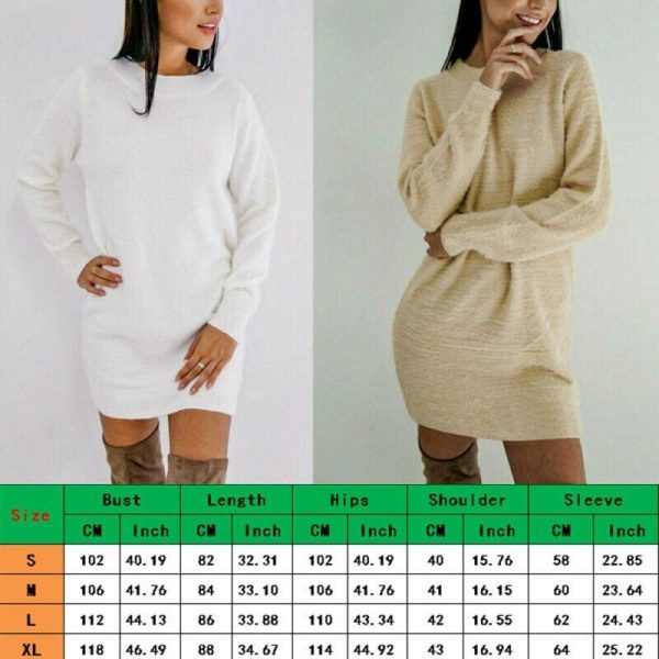 The Best Women Long Sleeve Knitted Sweater Mini Dress Fashion Autumn Winter Lady Backless Party Club Casual Jumper Dress Online - Takalr