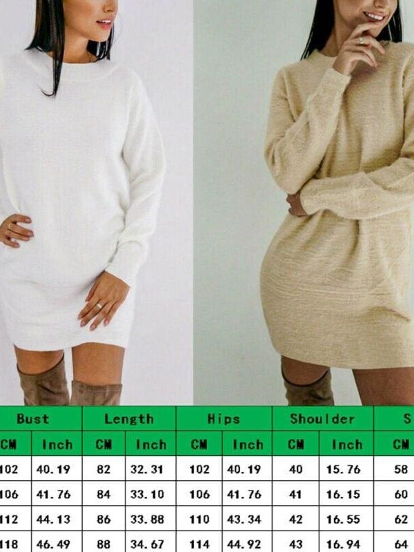 The Best Women Long Sleeve Knitted Sweater Mini Dress Fashion Autumn Winter Lady Backless Party Club Casual Jumper Dress Online - Takalr