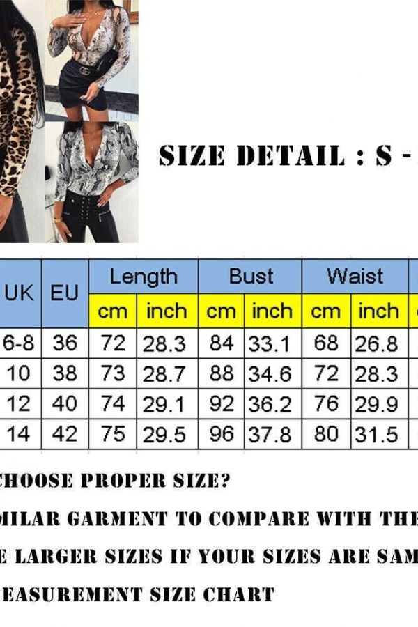 The Best Women Long Sleeve Leopard Skin Prinetd Bodysuit Autumn Casual Jumpsuit Bodysuit Slim V Neck Leotard Tops Fashion Slim Bodysuit Online - Takalr