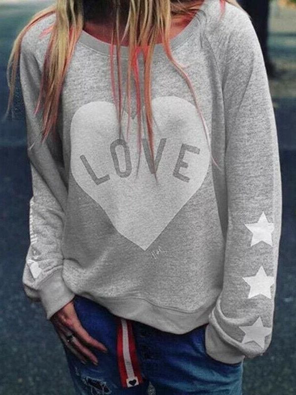 The Best Women Long Sleeve Love Heart Printed Hoodie Sweatshirt Ladies Casual Loose Sweater Jumper Pullover Tops Blouse Online - Takalr