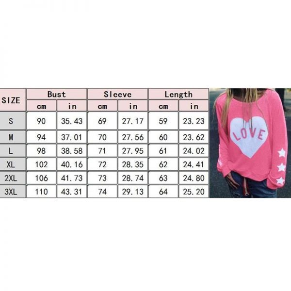 The Best Women Long Sleeve Love Heart Printed Hoodie Sweatshirt Ladies Casual Loose Sweater Jumper Pullover Tops Blouse Online - Takalr