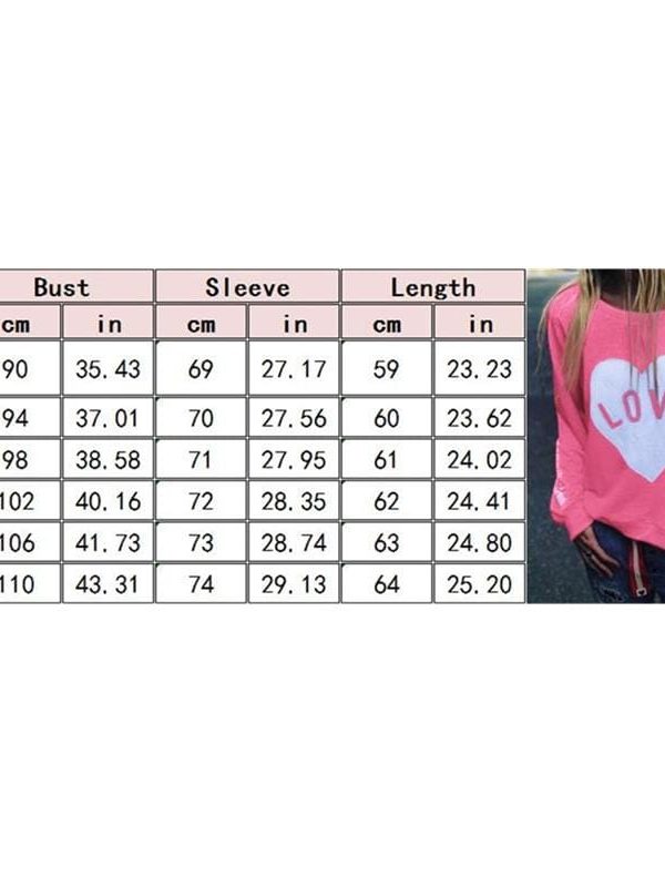 The Best Women Long Sleeve Love Heart Printed Hoodie Sweatshirt Ladies Casual Loose Sweater Jumper Pullover Tops Blouse Online - Takalr