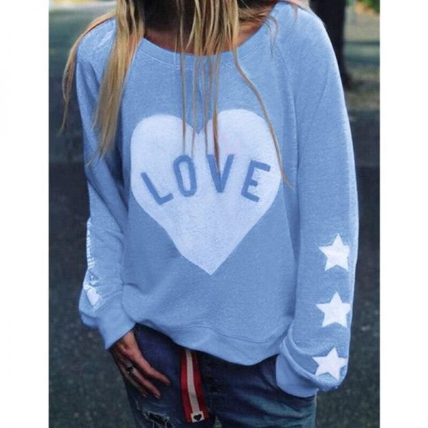 The Best Women Long Sleeve Love Heart Printed Hoodie Sweatshirt Ladies Casual Loose Sweater Jumper Pullover Tops Blouse Online - Takalr