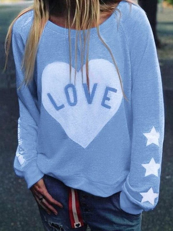 The Best Women Long Sleeve Love Heart Printed Hoodie Sweatshirt Ladies Casual Loose Sweater Jumper Pullover Tops Blouse Online - Takalr