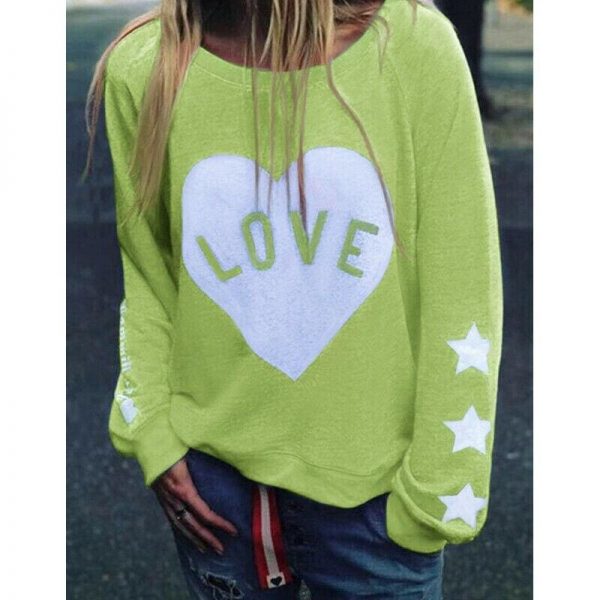 The Best Women Long Sleeve Love Heart Printed Hoodie Sweatshirt Ladies Casual Loose Sweater Jumper Pullover Tops Blouse Online - Takalr