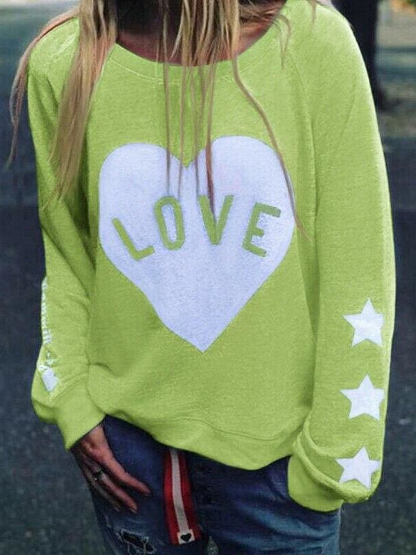 The Best Women Long Sleeve Love Heart Printed Hoodie Sweatshirt Ladies Casual Loose Sweater Jumper Pullover Tops Blouse Online - Takalr