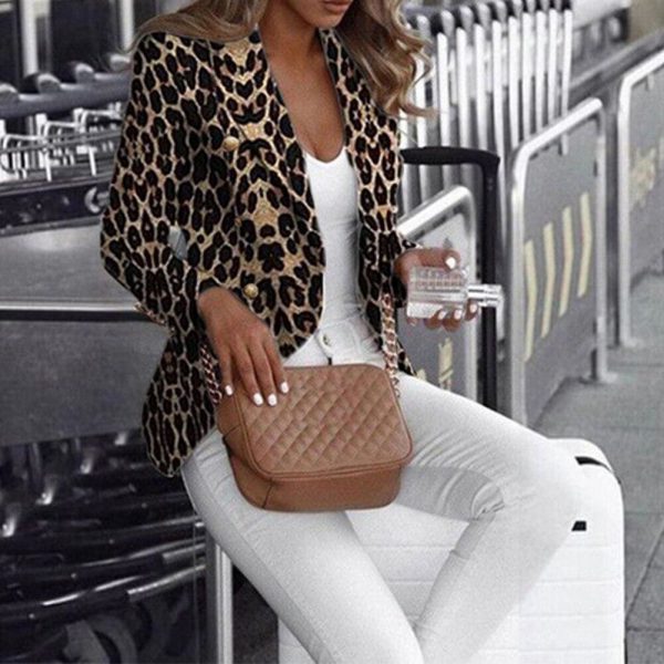 The Best Women Long Sleeve Slim Fit Blazer Leopard Suit Ladies Formal Business Coat Duster Jacket Formal Wear Ladies Elegant Suits Online - Takalr