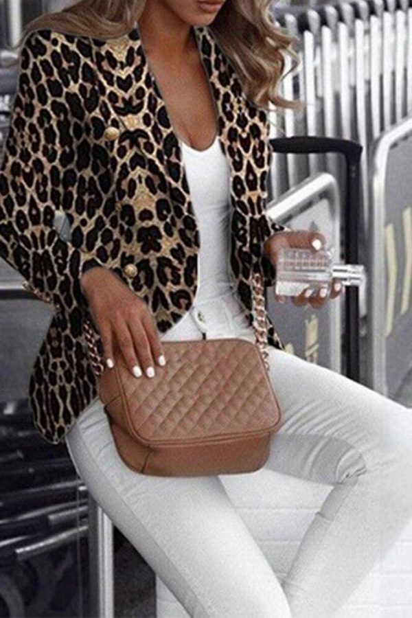 The Best Women Long Sleeve Slim Fit Blazer Leopard Suit Ladies Formal Business Coat Duster Jacket Formal Wear Ladies Elegant Suits Online - Takalr