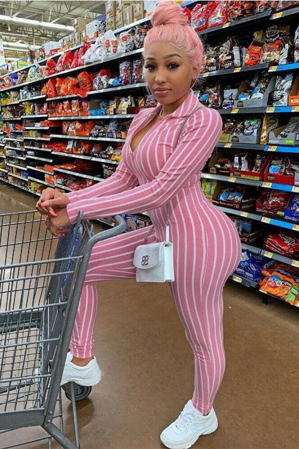 The Best Women Long Sleeve Striped Jumpsuit Romper Ladies Slim Fit Casual Clubwear Wide Leg Long Pants Outfits Online - Takalr