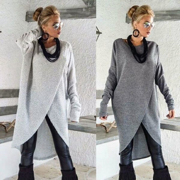 The Best Women Long Sleeve Sweater Ladies Casual Loose Solid O-Neck Jumper Pullover Tops Regular Size Autumn Winter Clothes Cotton Blend Online - Takalr