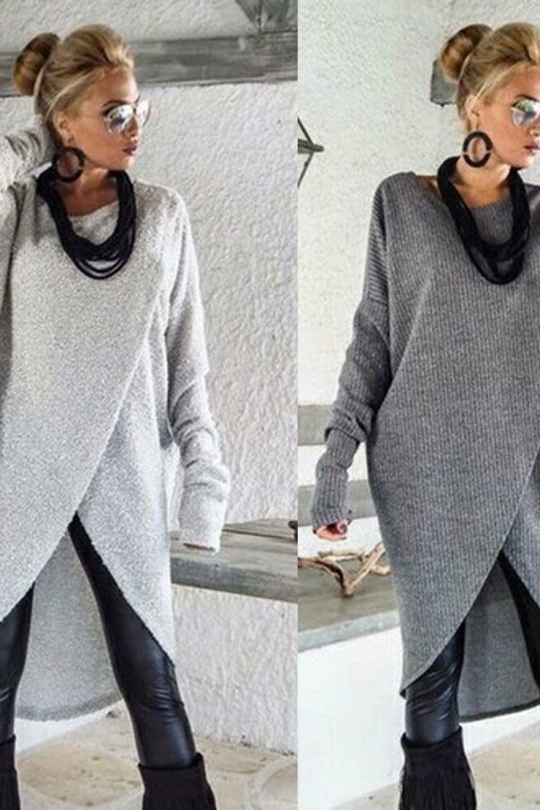 The Best Women Long Sleeve Sweater Ladies Casual Loose Solid O-Neck Jumper Pullover Tops Regular Size Autumn Winter Clothes Cotton Blend Online - Takalr