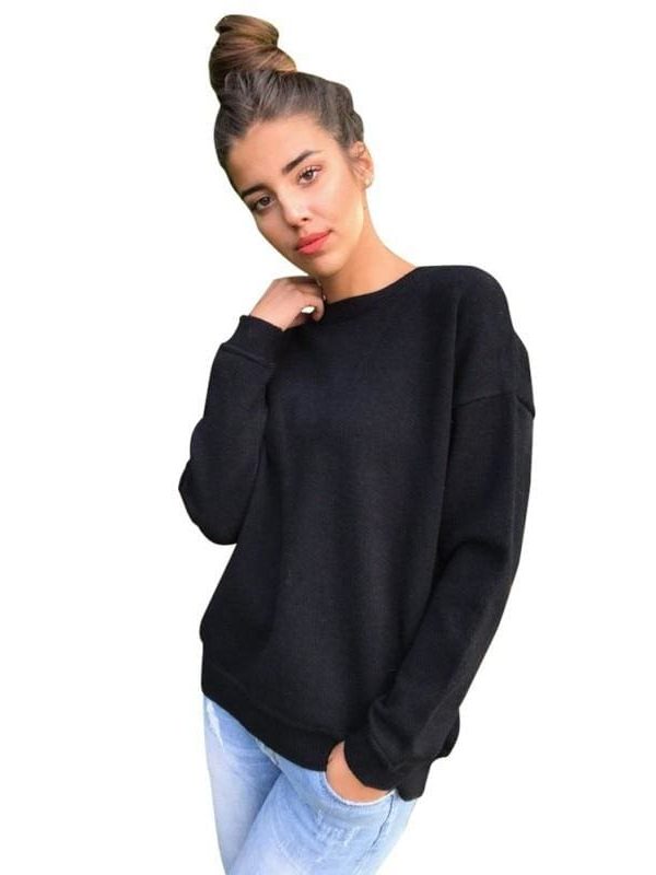 The Best Women Long-sleeve Sweatshirt Round Neck Lace Up Casual Pullover Online - Takalr