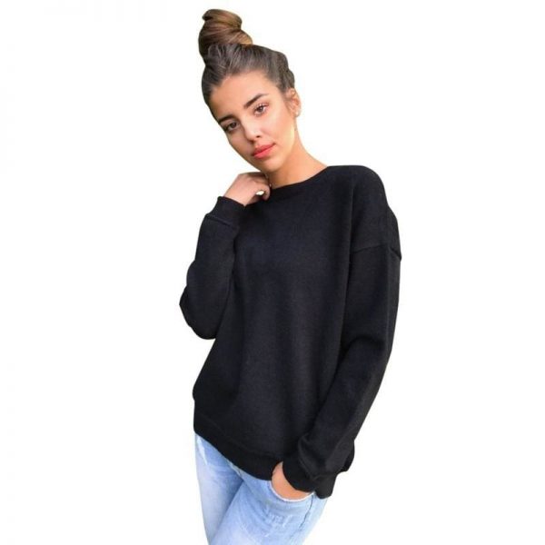 The Best Women Long-sleeve Sweatshirt Round Neck Lace Up Casual Pullover Online - Takalr