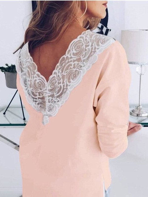 The Best Women Long Sleeve T shirt Loose Lace Top Ladies Tee shirt Femme Fashion Cute Sweet Shirt Casual Streetwear Online - Takalr