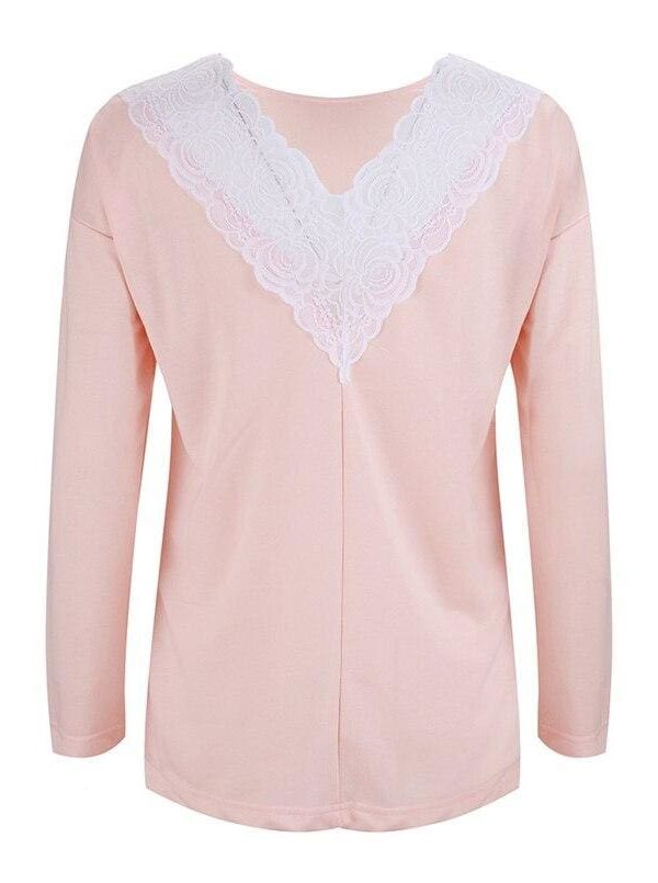 The Best Women Long Sleeve T shirt Loose Lace Top Ladies Tee shirt Femme Fashion Cute Sweet Shirt Casual Streetwear Online - Takalr