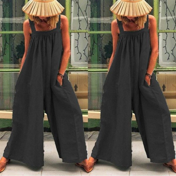 The Best Women Loose Baggy Jumpsuit Dungarees Playsuit Romper Ladies Casual Wide Leg Trousers Summer Holiday Clothing Online - Takalr