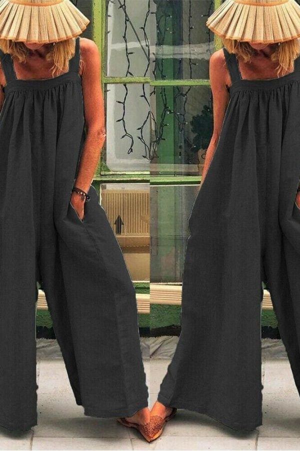 The Best Women Loose Baggy Jumpsuit Dungarees Playsuit Romper Ladies Casual Wide Leg Trousers Summer Holiday Clothing Online - Takalr