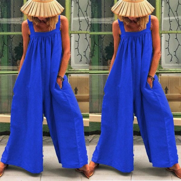 The Best Women Loose Baggy Jumpsuit Dungarees Playsuit Romper Ladies Casual Wide Leg Trousers Summer Holiday Clothing Online - Takalr