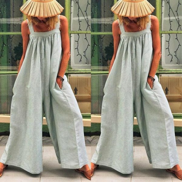 The Best Women Loose Baggy Jumpsuit Dungarees Playsuit Romper Ladies Casual Wide Leg Trousers Summer Holiday Clothing Online - Takalr