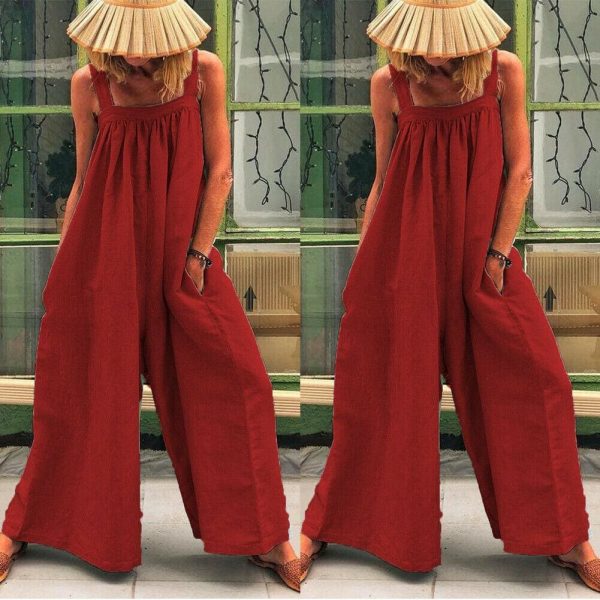 The Best Women Loose Baggy Jumpsuit Dungarees Playsuit Romper Ladies Casual Wide Leg Trousers Summer Holiday Clothing Online - Takalr