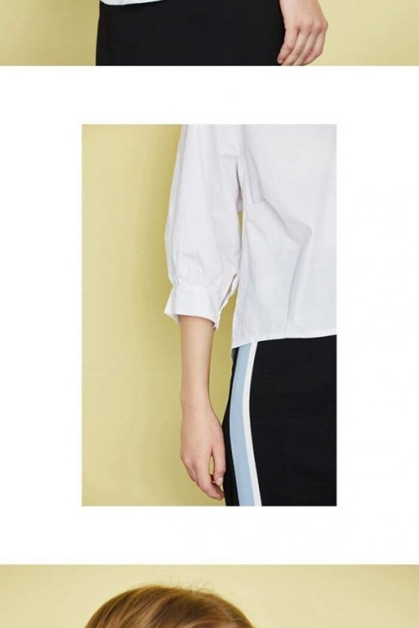 The Best Women Loose Blouse Cotton Back Button Solid V-Neck Casual Shirt Online - Source Silk