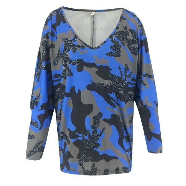 The Best Women Loose Ladies Blouse Shirt Long Sleeve Summer Tops V neck Casual Camouflage Basic Tee Blouse Streetwear Online - Takalr