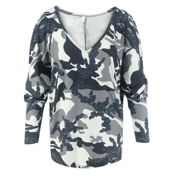 The Best Women Loose Ladies Blouse Shirt Long Sleeve Summer Tops V neck Casual Camouflage Basic Tee Blouse Streetwear Online - Takalr