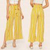 The Best Women Loose Stripe Slit Boho Beach Harem Wide Leg Casual Pants Ladies Fashion High Waist Palazzo Trousers Online - Takalr