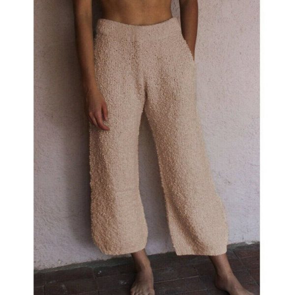 The Best Women Loose Wide-legged Casual Home Fleece Pants Trousers Warm Nightwear Winter Bottoms Flannel Sleepwear Pants Online - Takalr