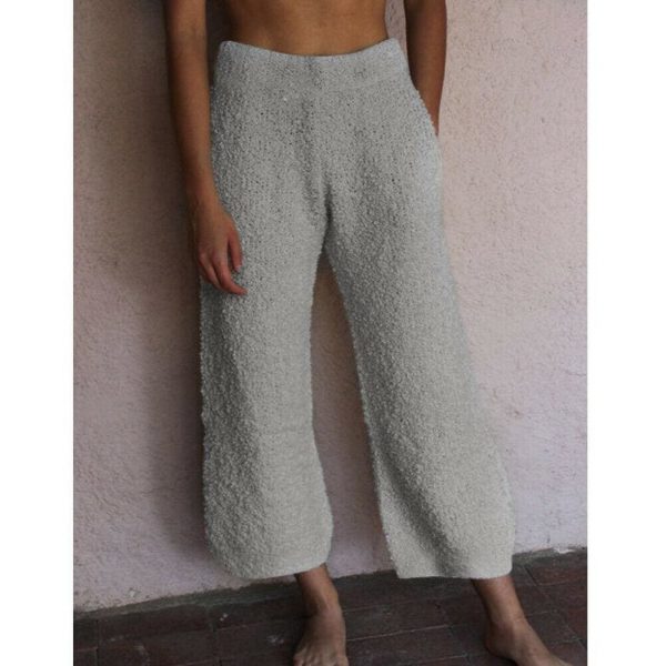 The Best Women Loose Wide-legged Casual Home Fleece Pants Trousers Warm Nightwear Winter Bottoms Flannel Sleepwear Pants Online - Takalr