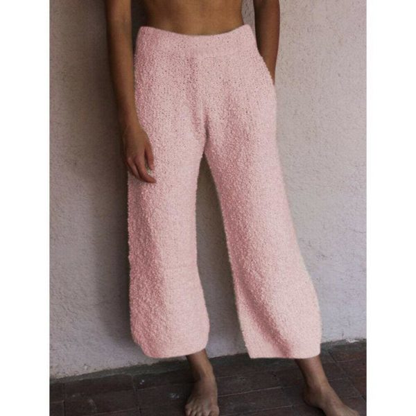 The Best Women Loose Wide-legged Casual Home Fleece Pants Trousers Warm Nightwear Winter Bottoms Flannel Sleepwear Pants Online - Takalr