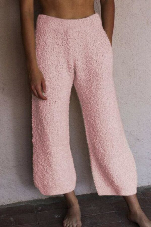 The Best Women Loose Wide-legged Casual Home Fleece Pants Trousers Warm Nightwear Winter Bottoms Flannel Sleepwear Pants Online - Takalr