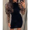 The Best Women Mesh Sheer Long Sleeve Dress Bodycon Backless Party Club Mini Dress Polka Dot Puff Sleeve Slim Dresses Online - Takalr