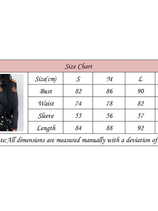 The Best Women Mesh Sheer See-through Patchwork Tee Shirt Tops Long Sleeve Lace Off Shoulder Slim Fit Blouse Online - Takalr