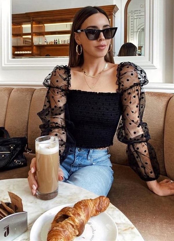 The Best Women Mesh Sheer T Shirt See-through Long Sleeve Top Shirt Online - Takalr