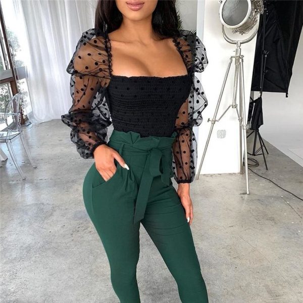 The Best Women Mesh Sheer T Shirt See-through Long Sleeve Top Shirt Online - Takalr