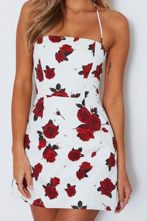 The Best Women Mini Floral Dress Summer Fashion Ladies Slim Bodycon Party Clubwear Beach Holiday Sleeveless Zipper Sundress Online - Takalr