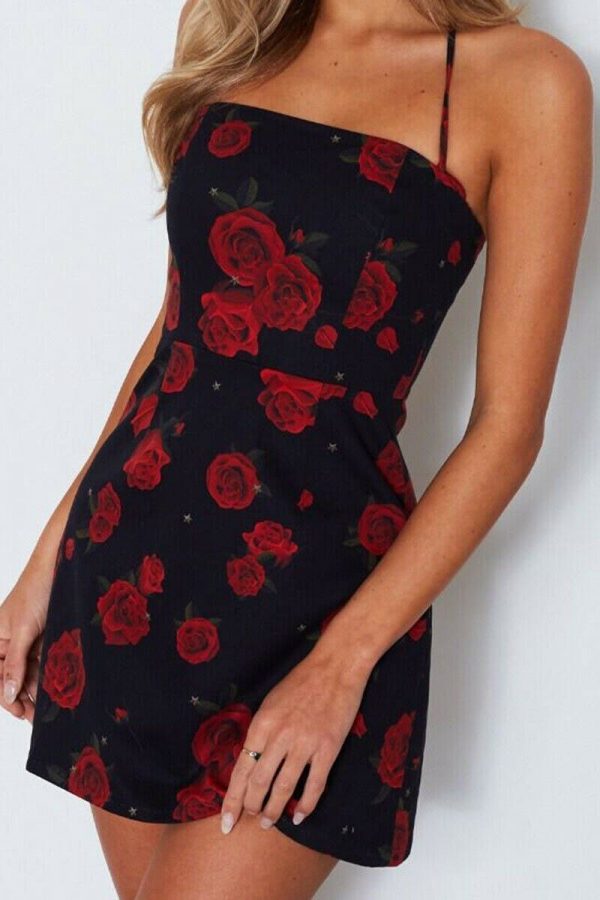 The Best Women Mini Floral Dress Summer Fashion Ladies Slim Bodycon Party Clubwear Beach Holiday Sleeveless Zipper Sundress Online - Takalr