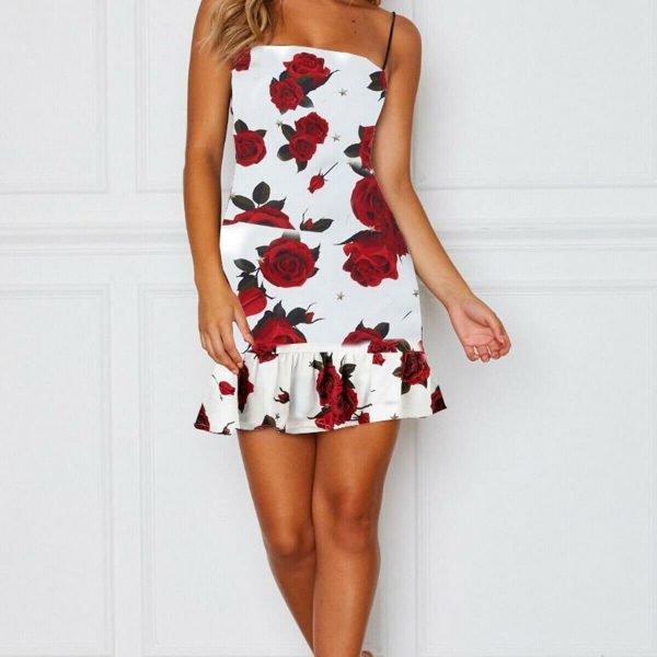 The Best Women Mini Floral Dress Summer Fashion Ladies Slim Bodycon Party Clubwear Beach Holiday Sleeveless Zipper Sundress Online - Takalr