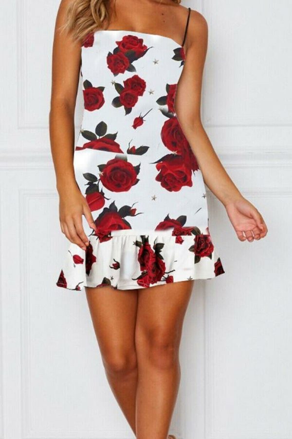 The Best Women Mini Floral Dress Summer Fashion Ladies Slim Bodycon Party Clubwear Beach Holiday Sleeveless Zipper Sundress Online - Takalr