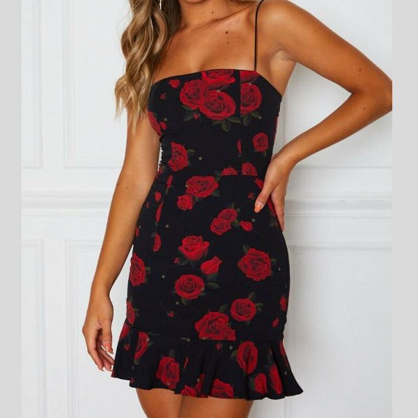 The Best Women Mini Floral Dress Summer Fashion Ladies Slim Bodycon Party Clubwear Beach Holiday Sleeveless Zipper Sundress Online - Takalr