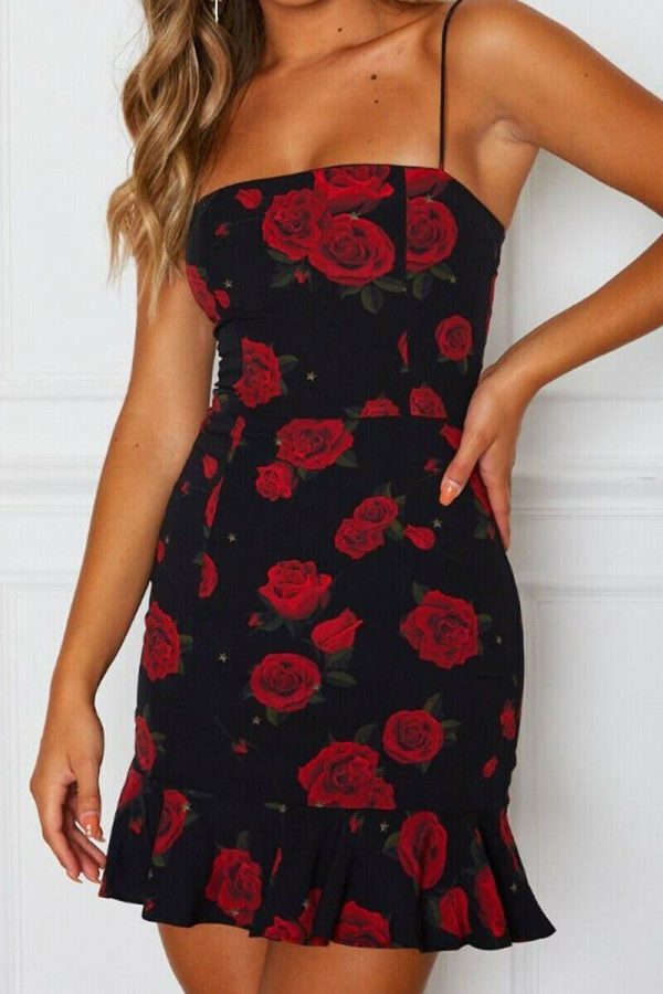 The Best Women Mini Floral Dress Summer Fashion Ladies Slim Bodycon Party Clubwear Beach Holiday Sleeveless Zipper Sundress Online - Takalr