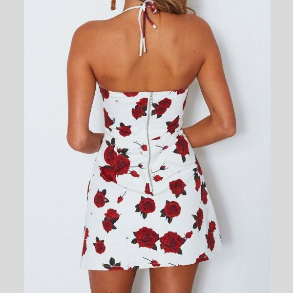 The Best Women Mini Floral Dress Summer Fashion Ladies Slim Bodycon Party Clubwear Beach Holiday Sleeveless Zipper Sundress Online - Takalr