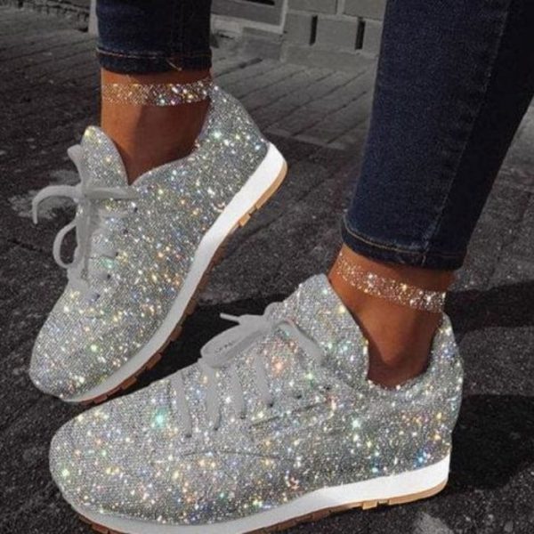 The Best Women Muffin Rhinestone New Crystal Platform Sneakers Online - Takalr