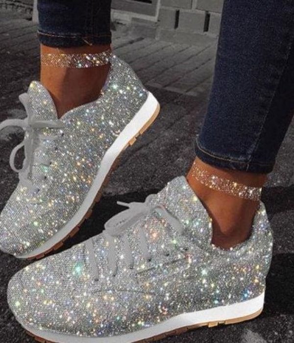 The Best Women Muffin Rhinestone New Crystal Platform Sneakers Online - Takalr